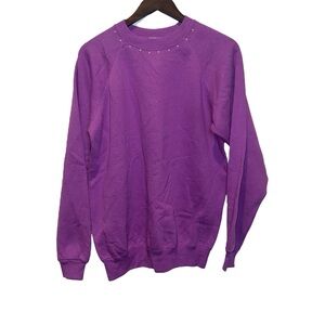 Hanes Vintage 80’s Soft Crewneck Sweatshirt Large Orchid Purple Pearl Detail
